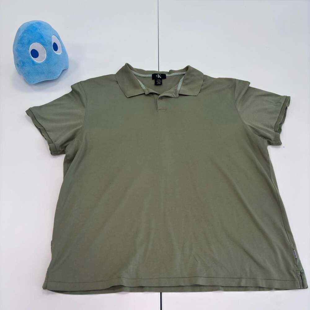Calvin Klein Sage Green Cotton Short Sleeve Polo Shirt